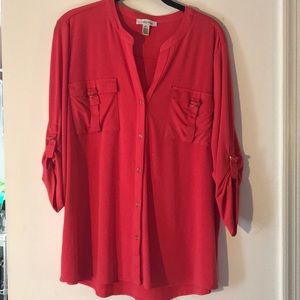 Calvin Klein Melon/Orange Blouse Size XL
